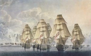 Batalha de Trafalgar, divisão traseira, gravada e publicada pelo artista, 1806